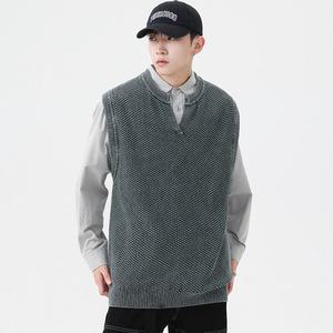 M3T남자조끼 캐쥬얼 브이넥 헤비 가을 민소매 박시 겨울 니트 스웨터 리카4