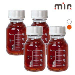 [MIR]헥사 눈금유리병 250ml 4개 GL45캡 랩보틀 주스 우유 스무디 공병