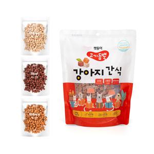 펫둥이 고기듬뿍 강아지 간식 져키 3가지맛 600g, 닭+소고기+연어