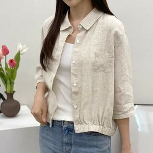 [하프클럽/다잇템]여자 소매 칠부 카라 마원단 밑단밴딩 자켓