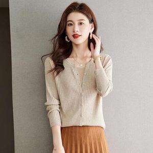 여성가디건 울 봄 가을 단색 여자 가디건 코트 니트 얇은