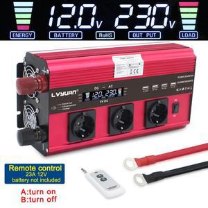 12000W 전력 인버터, DC 12V-AC 220V 컨버터 공급, 태양광 LCD 스크린, 4USB 4FAN, 원격 제어, 3AC EU 소켓