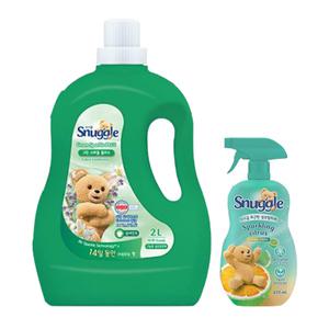 스너글 섬유유연제 그린 스파클 플러스 용기 2L, 1개 + 섬유탈취제 스파클링 시트러스 470ml, 1개