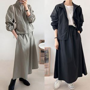 [리빌모아]여자 오버핏 바람막이 집업 밴딩 치마 세트 OCW-SET-SWFGR9JN