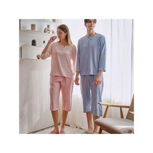 [솔브]비너스 가볍고 편안한 지지미 선염체크 홈웨어 하의 커플 세트 VEP3806F VEP3806M W_P355974833