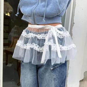 발레리나 랩스커트 무용복 티어드 캉캉 레이스치마