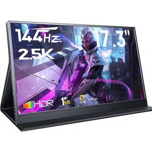 휴대용 게이밍 모니터, 17.3인치 2.5K 144HZ IPS 노트북 스피커 및 스마트 커버가 있는 세컨드 스크린 듀얼 USB C HDMI 컴퓨터 디스플레이, PC폰 PS4용 여행용 모니터 /5 XBOX 호환용 스위치
