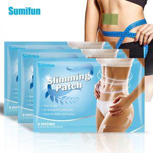 Sumifun 8Pcs 슬리밍 패치 바디 쉐이핑 빠른 레코딩 지방 체중 감량 제품 천연 허브 배꼽 스티커 계속 맞추