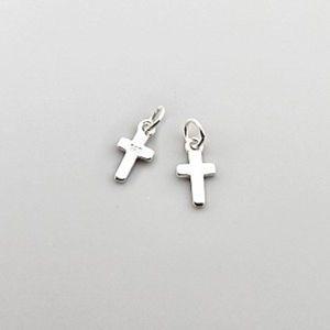 비즈톡 [SVP-25-01]순은펜던트 실버925 초미니십자가 5x10mm+O링 두께1mm ,1개