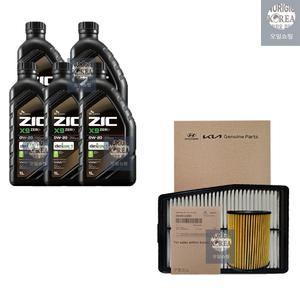 SK지크 K5 DL3 하이브리드 지크 X9 제로 0W20 5L 엔진오일+순정 필터 세트 2J-L5100