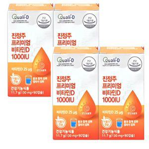 진정주 프리미엄 비타민D 1000IU 4개 (130mg x 90캡슐)