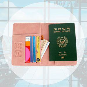 편리한 실용적인 여행 가죽 여권 케이스 트레블월렛 살구색