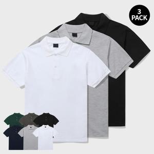 여성 반팔티 무지 기능성 PK 반팔 카라티 공용 흰색 회색 검정색 단체 빅사이즈 3팩