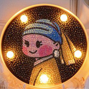 [기타]취미생활 진주귀걸이를한소녀 보석십자수 DIY LED 무드등