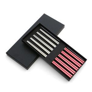 컬러테이블 젓가락 5인세트(핑크) 분홍 선물용 가정용 가족 어른 5인