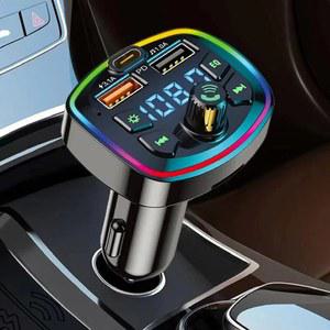 차량용 FM 송신기 지지대 TF 카드 U 디스크 MP3 플레이어, 타입 C 3 1A 듀얼 USB 고속 충전 충전기, 무선 핸즈프리 자동차 키트
