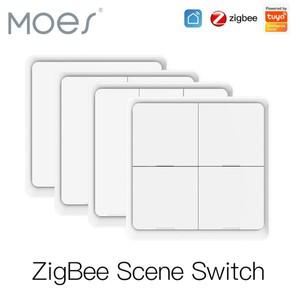 투야 스마트봇Moes-ZigBee 무선 장면 스위치 12 가지 제어 모드 핸드 헬드 푸시 버튼 2MQTT 설정 홈 자동화
