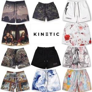 KINETIC 남성용 스포츠 헬스장 피트니스 러닝 농구 반바지, 빠른 건조 메쉬 트렌드, 해변 캐주얼 오토바이 반바지, 여름 조거