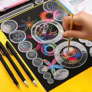 22pcs Spirograph 눈금자 세트 기하학적 수학 룰렛 그리기 도구 그림 퍼즐 장난감 Art Tool