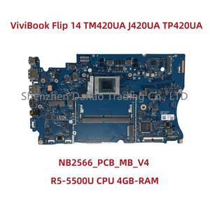 NB2566_PCB_MB_V4 ASUS ViviBook Flip 14 TM420UA 노트북 마더보드(R5-5500U CPU 포함) 4GB-RAM DDR4 완전