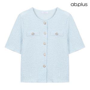 [ab.plus] 퍼프 소매 단추 링클 반팔 블라우스 (LSZ2MB31A)
