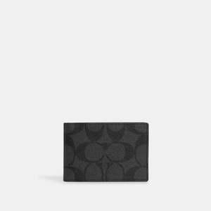Coach Outlet 코치 시그니처 캔버스 컴팩트 빌폴드 반 지갑