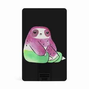 수박 나무늘보 USB 플래시 드라이브 신용 카드 디자인 엄지 메모리 스틱
