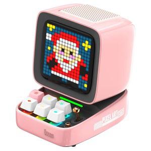 디붐 디투 레트로 픽셀 아트 게임 블루투스 스피커(16X16 LED 앱 제어 전면 화면(핑크)