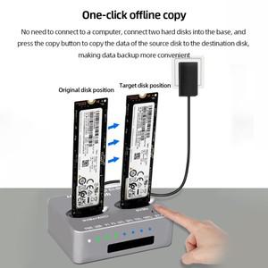 듀얼 베이 외장 하드 디스크 박스, M2 SSD 키 NVME 클론 도킹 Gen2X 20Gbps, 인클로저, USB3.2 C 타입