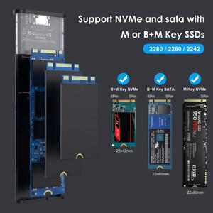 NVME PCIE NGFF SATA SSD 디스크 박스용 3.1 어댑터, 듀얼 프로토콜 M.2-USB C타입, 10Gbps 인클로저