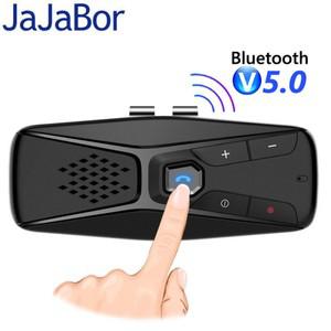 JaJaBor-무선 블루투스 차량용 키트, 핸즈프리 스피커폰, 마이크 포함, 5.0, 자동 종료 및 연결