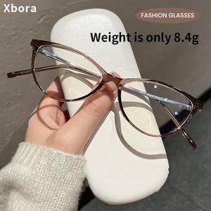 Xbora 여성호환용 초경량 고양이 TR90 티타늄 안경테 블루 라이트 방지 처방 작은 얼굴 슬림 2025  M8238Z