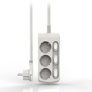 강한박스 3구 개별스위치 납작플러그 멀티탭콘센트 그레이 - 1.5m 16A 최대3500W