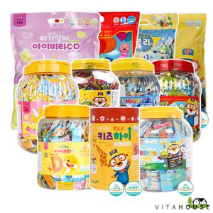 V11 어린이 키즈 비타민 폴리 뽀로로 핑크퐁 500/1000정 / 캐릭터 대용량 멀티 유아