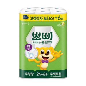 뽀삐 롱 프리미엄 2겹 30m 30롤 1팩 (30입) 데코 화장지 휴지