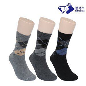 [와일드스탁] 남성 아가일 파일 테리 기모양말1족