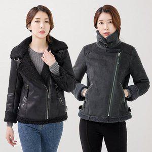 [앙스블랑]천연 양모 하이넥 라이더 무스탕 자켓 926
