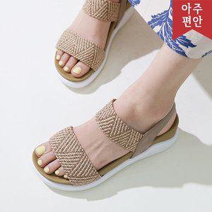 [호박슈즈]5cm굽 국내생산 내추럴 바캉스 데일리 에스닉 샌들 발편한 우레탄창 112222