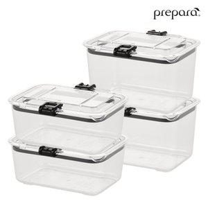 [프리파라] 트라이탄 래치락 밀폐용기 4호(1.25L) 2개 + 5호(1.85L) 2개