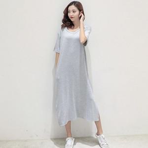 [하프클럽/알티피아]쿨샵 여성 체형커버 루즈핏 원피스 브이넥 밑트임치마