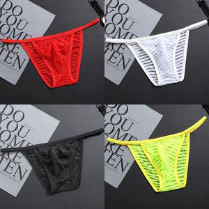 남성 시스루 줄무늬 망사 비키니 삼각팬티 4P 세트 세련된 디자인과 매혹적인 핏 B01