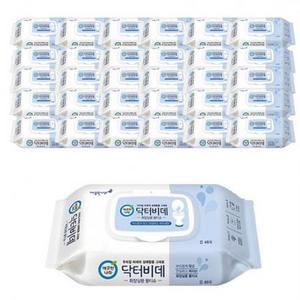깨끗한나라 닥터비데 화장실용 물티슈 캡형 46매, 32개 one option
