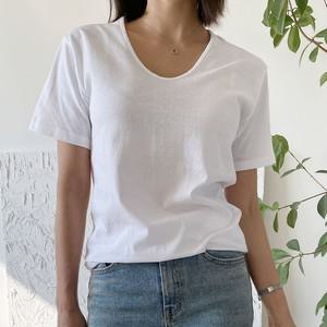 키플 베이직 브이넥 반팔 롱면티셔츠_M3918