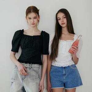 [롯데백화점]에고이스트 [BLUE LABEL] 스퀘어넥 러플 볼륨 블라우스 (ER2OBL03)