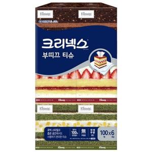 크리넥스 부띠끄 미용각티슈 미니각티슈 100매6입/각휴지/코디각티슈/코편한티슈/테이블/넵킨곽휴지/사각
