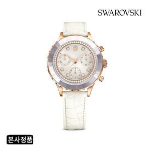 [스와로브스키/본사정품] Octea Chrono 화이트 로즈골드 레더 시계 5671150
