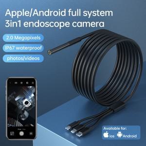 3 인 1 내시경 카메라, IP67 방수 검사 카메라, USB 자동차 내시경, C타입 IOS 스마트 아이폰용