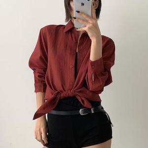 여자 빅사이즈 힙커버 SS 민무늬 롱슬리브 셔츠