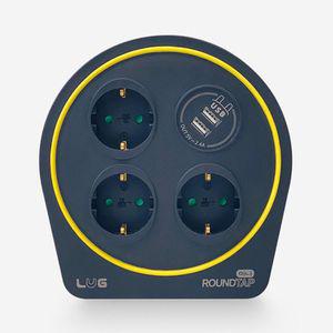 러그박스 라운드탭 캠핑릴선 멀티 3구 USB 2포트 10M (딥블랙)콘센트 용선 전선 3구전 콘센트전 용전 전기