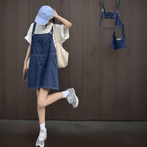 |CCJ63E7|여성용 스티치 장식 데님 멜빵 점프수트